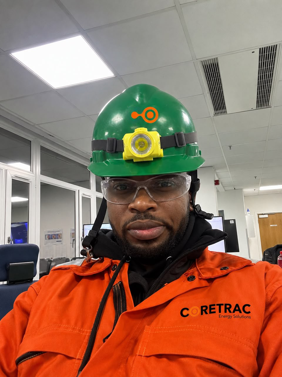 Field engineer in safety equipment